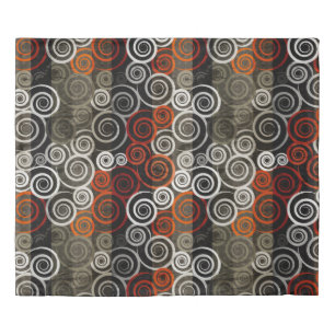 Modern Abstract Geometric Black Red White Pattern Duvet Cover