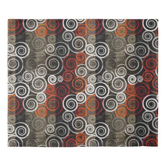 Modern Abstract Geometric Black Red White Pattern Duvet Cover (Front)