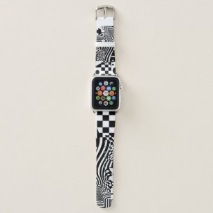 Modern Abstract Geometric Black White Pattern Apple Watch Band