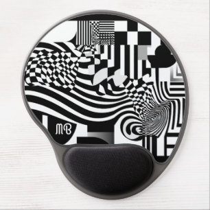 Modern Abstract Geometric Black White Pattern Gel Mouse Pad