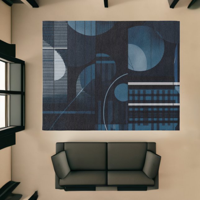 Modern Abstract Geometric Blue Chic Rug (Insitu (Indoor 1))