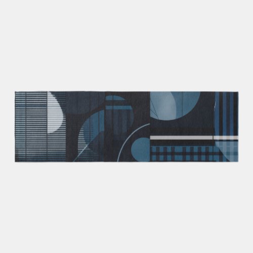 Modern Abstract Geometric Blue Chic Runner