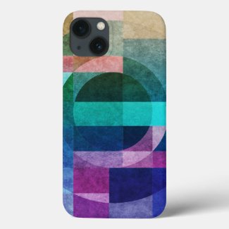 Modern abstract geometric Blue green pink Circle