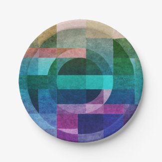 Modern abstract geometric Blue green pink Circle