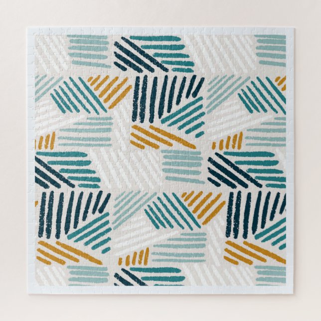 Modern Abstract Geometric Brush Pattern Jigsaw Puzzle (Vertical)