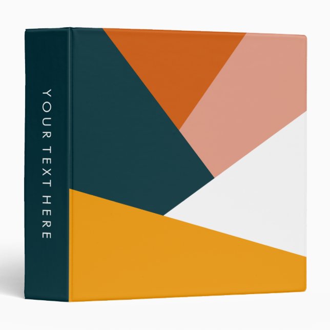 Modern abstract geometric color block pattern 3 ring binder (Front/Spine)