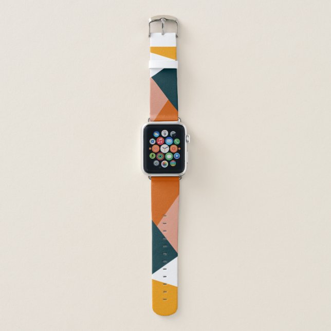 Modern abstract geometric color block pattern apple watch band (Front)