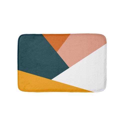 Modern abstract geometric color block pattern bath mat