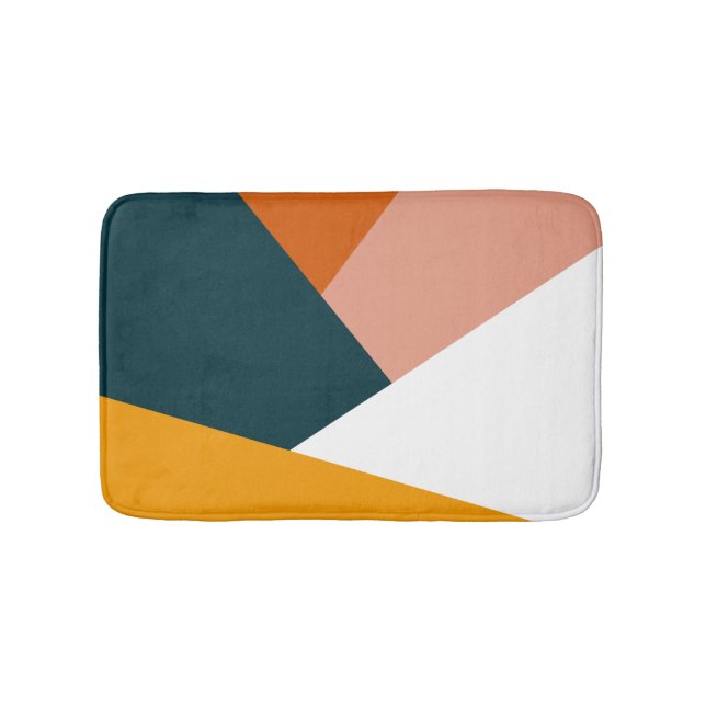 Modern abstract geometric color block pattern bath mat (Front)