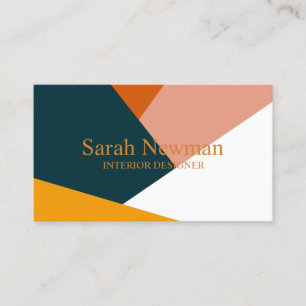 Modern abstract geometric color block pattern business card
