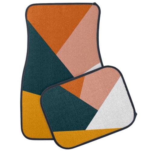 Modern abstract geometric color block pattern car floor mat