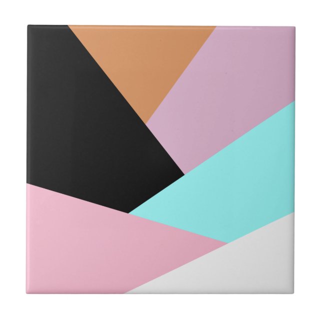 Modern abstract geometric color block pattern ceramic tile (Front)