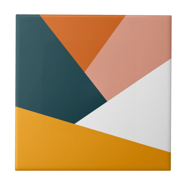 Modern abstract geometric color block pattern ceramic tile (Front)