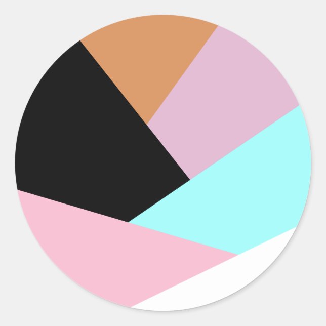 Modern abstract geometric color block pattern classic round sticker (Front)