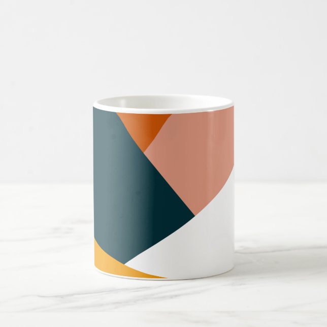 Modern abstract geometric color block pattern coffee mug (Center)