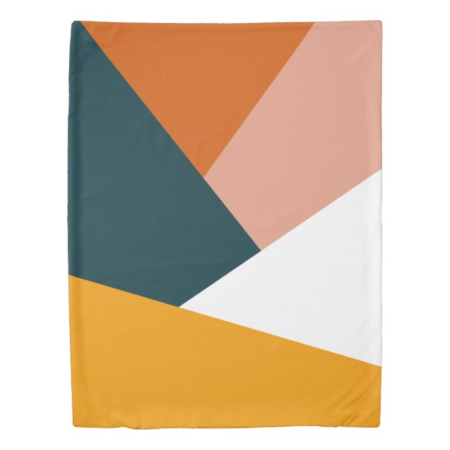 Modern abstract geometric color block pattern duvet cover (Front)