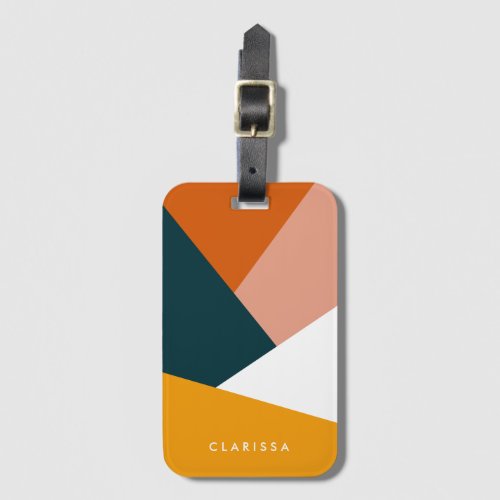 Modern abstract geometric color block pattern luggage tag