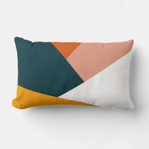 Modern abstract geometric color block pattern lumbar pillow