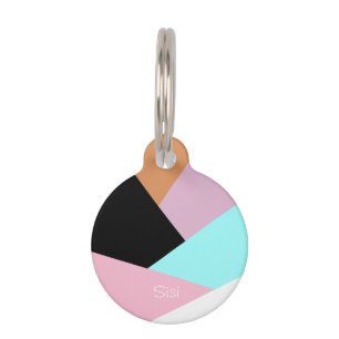 Modern abstract geometric color block pattern pet ID tag