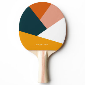 Modern abstract geometric color block pattern ping pong paddle
