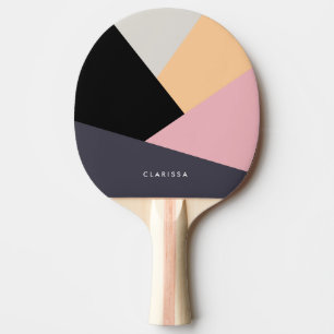 Modern abstract geometric color block pattern ping pong paddle