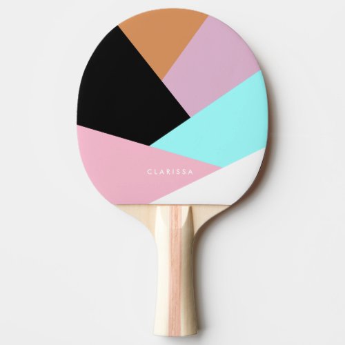 Modern abstract geometric color block pattern ping pong paddle