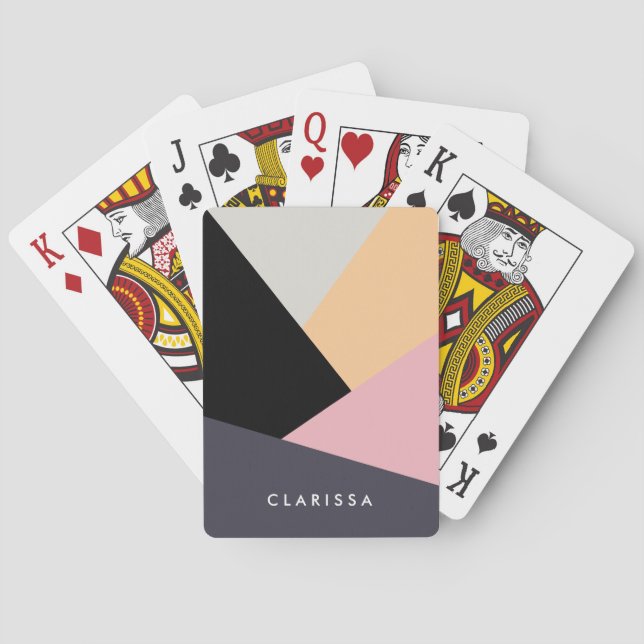 Modern abstract geometric color block pattern poker cards (Back)