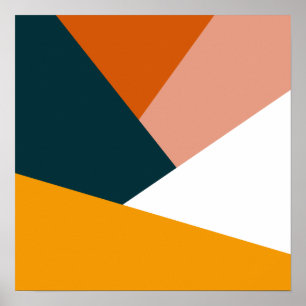 Modern abstract geometric color block pattern poster