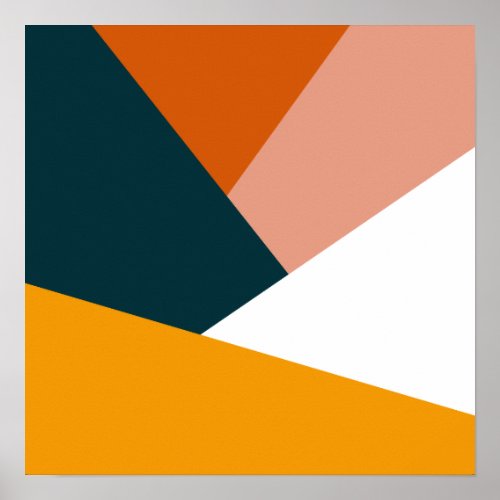 Modern abstract geometric color block pattern poster