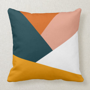 Modern abstract geometric color block pattern throw pillow