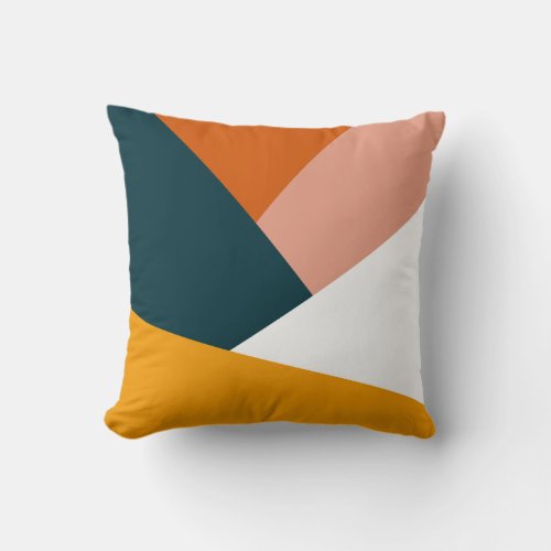 Modern abstract geometric color block pattern throw pillow