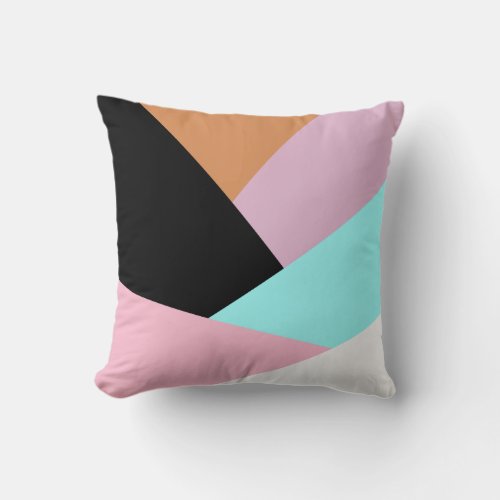 Modern abstract geometric color block pattern throw pillow