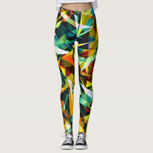 Modern Abstract Geometric Colorful Crystal Glass Leggings