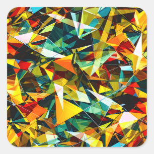 Modern Abstract Geometric Colorful Crystal Glass Square Sticker