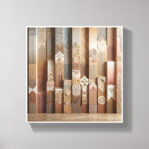 Modern Abstract Geometric Columns Art - Textured 3 Canvas Print