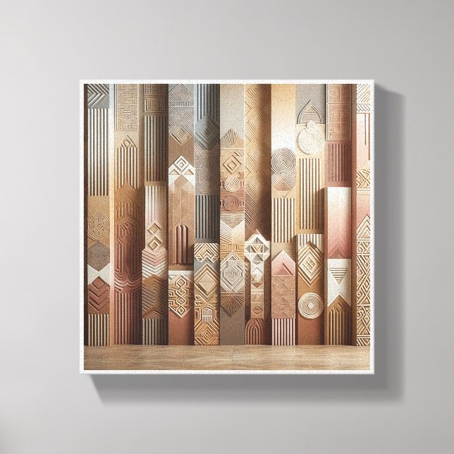 Modern Abstract Geometric Columns Art - Textured 3 Canvas Print (Front)
