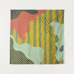 Modern abstract geometric composition with decorat tapestry