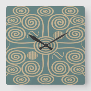 Modern abstract geometric elegant stylish pattern square wall clock