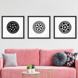 Modern Abstract Geometric Fine Art Black and White