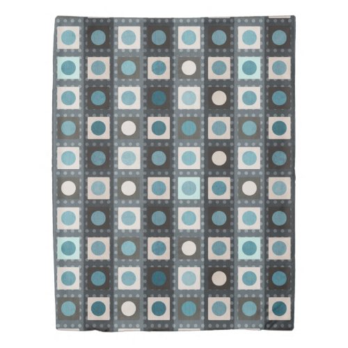 Modern Abstract Geometric Gray Blue Pattern Duvet Cover