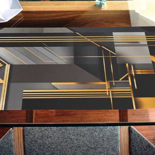 Modern Abstract Geometric Grey Black and Gold Placemat