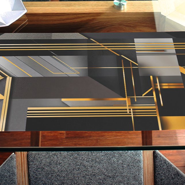 Modern Abstract Geometric Grey Black and Gold Placemat (Creator Uploaded)