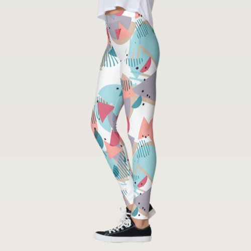 Modern Abstract Geometric Hip 50s Art Pattern Leggings