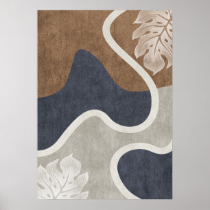 Modern Abstract Geometric Leaf Wall Art Poster