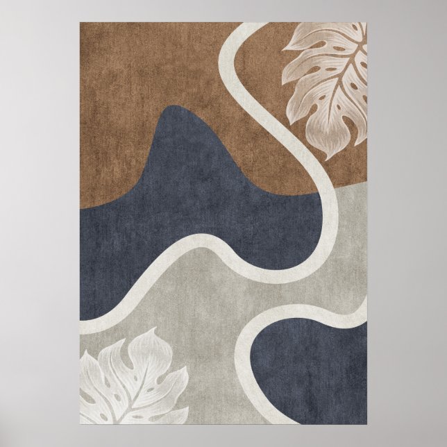Modern Abstract Geometric Leaf Wall Art Poster (Front)