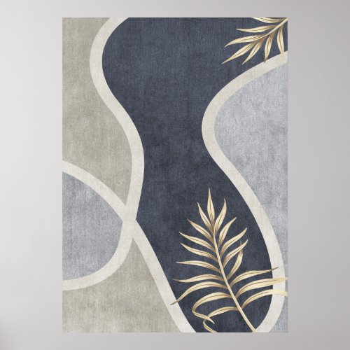 Modern Abstract Geometric Leaf Wall Art Poster