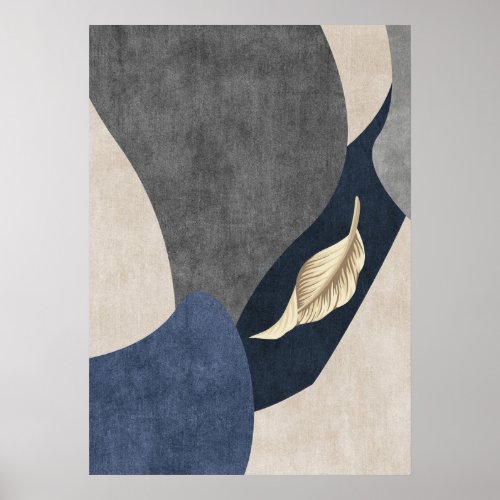 Modern Abstract Geometric Leaf Wall Art Poster