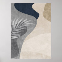 Modern Abstract Geometric Leaf Wall Art Poster