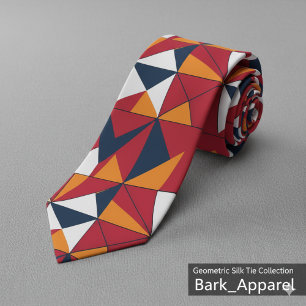 Modern Abstract Geometric Leaves Pattern Neck Tie