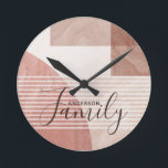 Modern Abstract Geometric Marble Custom Family Round Clock<br><div class="desc">Modern Abstract Geometric Marble Custom Family Wall Clock features an abstract geometric design with your personalized family name. Makes a fantastic gift for Christmas,  birthday,  anniversary and more. Personalize by editing the text in the text box provided. Designed by ©Evco Studio www.zazzle.com/store/evcostudio</div>